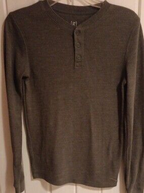 George Olive Green Long Sleeve Henley Top